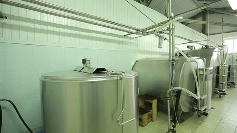 The processing of milk in tanks Stock Footage 73552336