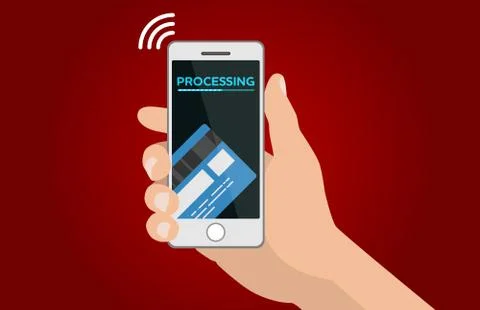 Processing of mobile payments vector illustration Stock Illustration