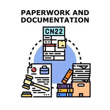 Processing official paperwork and business documentation concept 库存插图