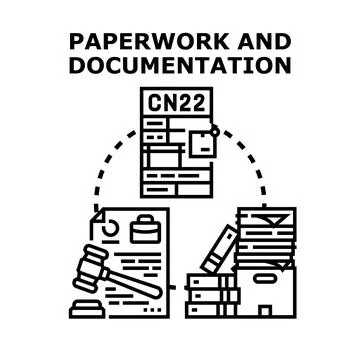 Processing official paperwork and business documentation concept 库存插图