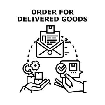 Processing online orders for delivered goods concept Illustrazione stock
