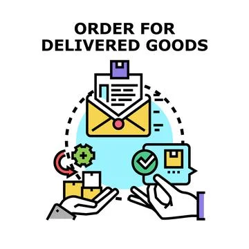 Processing online orders for delivered goods concept Stockillustratie