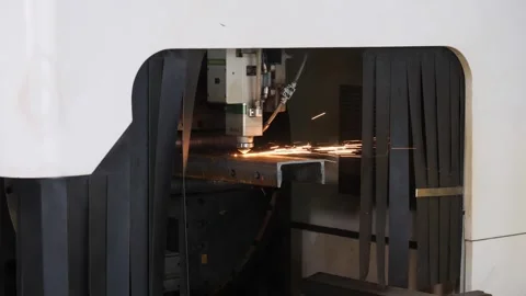 Processing of a part on a CNC machine with laser cutting Stock Footage 285037955