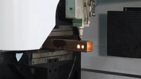 Processing of a part on a CNC machine with laser cutting Stock Footage 285038007