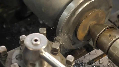 Processing a part on a lathe Stock Footage 281069215