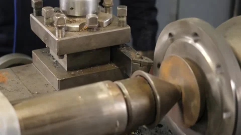 Processing a part on a lathe Stock Footage 281073534