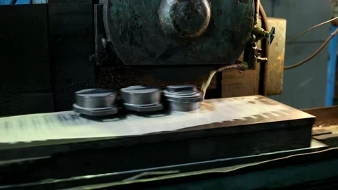 Processing of parts on an old lathe in a factory workshop Stock Footage 115086309