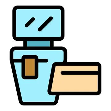 Processing payment at electronic payment terminal with inserted credit card,  Stock Illustration