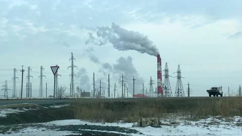 Processing plant. Air pollution and ecology. Stock Footage 230027868