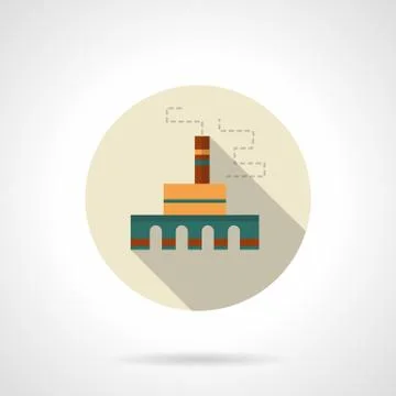 Processing plant flat round vector icon Stock Illustration