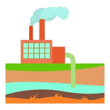 Processing plant icon, cartoon style Stock Illustration