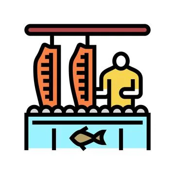 Processing plant salmon color icon vector illustration Stock Illustration