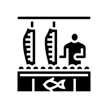 Processing plant salmon glyph icon vector illustration Stock Illustration