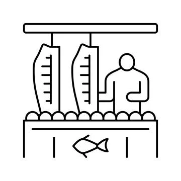 Processing plant salmon line icon vector illustration Stock Illustration