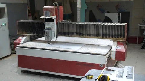 Processing of plastic with a milling machine at the factory. CNC milling machine Video stock 99540987