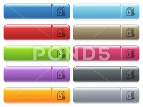 Processing playlist operation icons on color glossy, rectangular menu button Stock Illustration