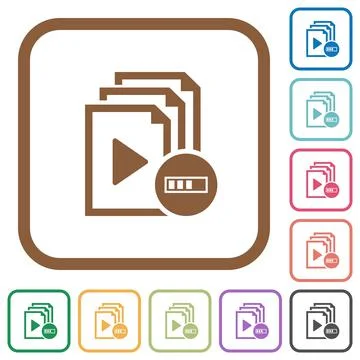 Processing playlist operation simple icons Illustrazione stock