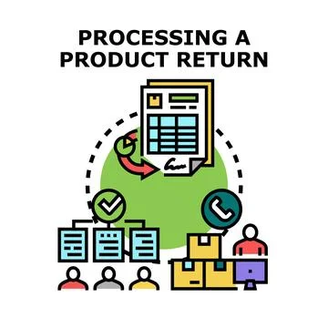 Processing product return management business operations Illustration