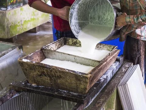 Processing of raw rubber Stock Photos
