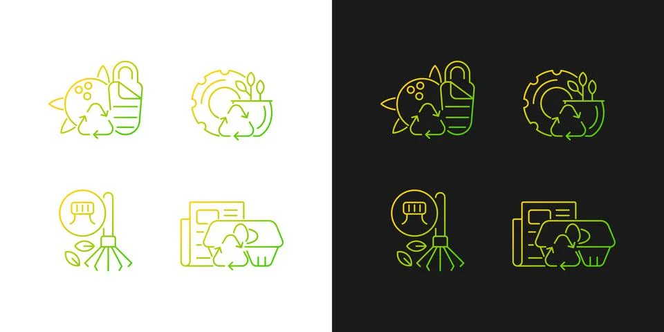 Processing recycled material gradient icons set for dark and light mode イラスト素材