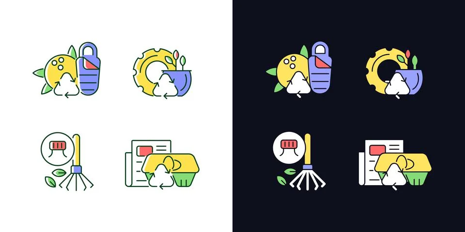 Processing recycled material light and dark theme RGB color icons set イラスト素材