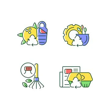 Processing recycled material RGB color icons set イラスト素材