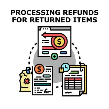 Processing refunds for returned items commerce concept Stock Illustration