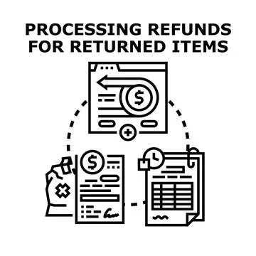 Processing refunds for returned items commerce concept Stock Illustration