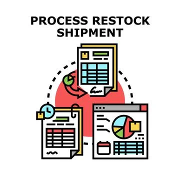 Processing restock shipment for inventory management cycle Stock-Illustration