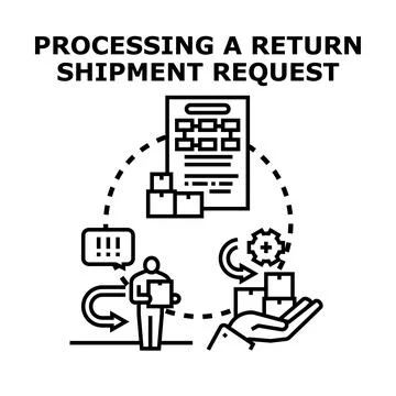 Processing return shipment request for customer logistics Stock Illustration
