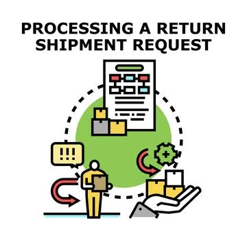 Processing return shipment request for customer logistics Stock Illustration
