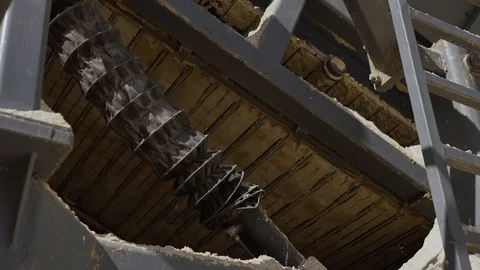 Processing of sand and ground. Machines working and conveyor line transporting Stock Footage 101031640