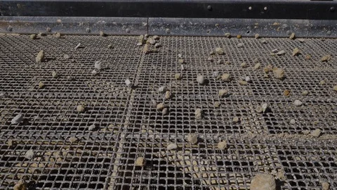 Processing of sand and ground. Machines working and conveyor line transporting Stock Footage 101032324