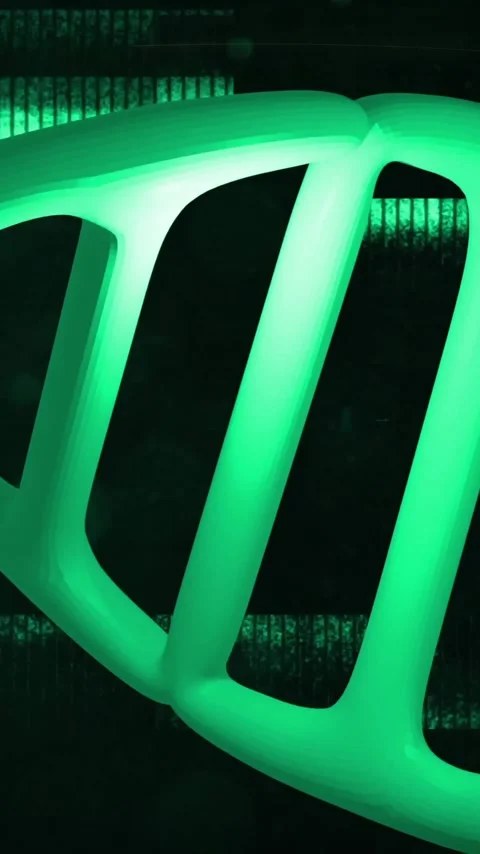 Processing scientific data, animation of DNA strand and binary coding Stock Footage 343645607