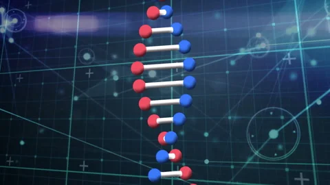 Processing scientific data, animation showing DNA strand with binary coding Stock Footage 304839532