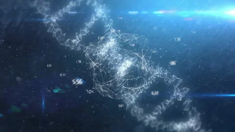 Processing scientific data, DNA strand with data points in animation Video stock 303462196