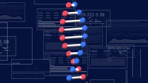 Processing scientific data, DNA strand with binary coding in animation concept 動画素材 303529068