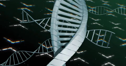 Processing scientific data, DNA strand and binary coding in animation sequence 動画素材 303553821