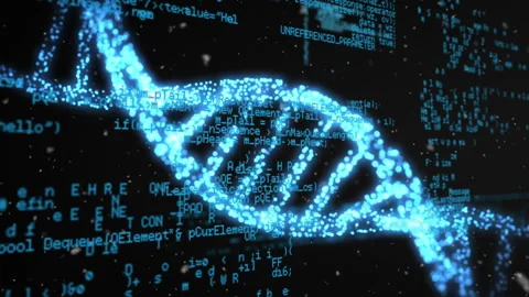 Processing scientific data, DNA strand and binary coding animation 動画素材 303739082