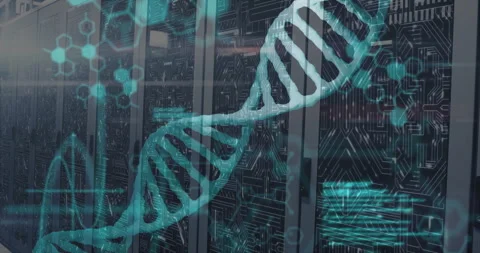 Processing scientific data, DNA strand with binary coding in animation 動画素材 303869864