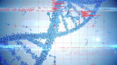 Processing scientific data, DNA strand with binary coding in animation 動画素材 303951058