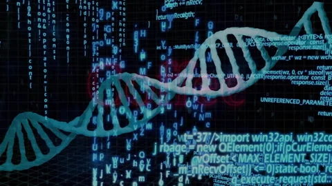 Processing scientific data, DNA strand and binary coding in animation 動画素材 304077450