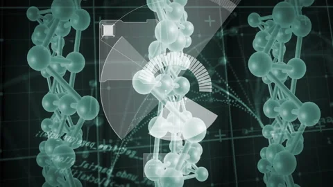 Processing scientific data, DNA strand and binary coding animation in school Stock Footage 304202806
