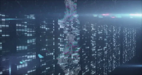 Processing scientific data, DNA strand with binary coding in animation 動画素材 304648555