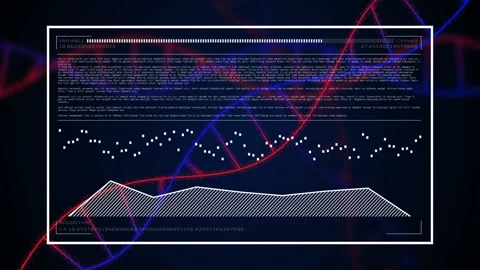 Processing scientific data, DNA strand and binary coding in animation Stock Footage 304766409