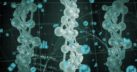 Processing scientific data, DNA strand and binary coding in animation background Stock Footage 304774090