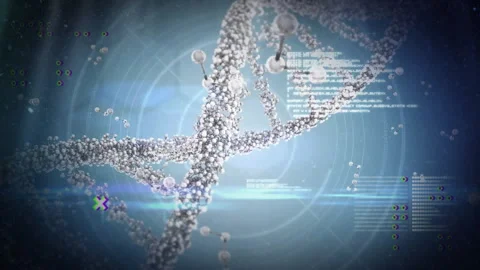 Processing scientific data, DNA strand with binary coding in animation 動画素材 305028804