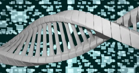 Processing scientific data, DNA strand and binary coding in animation sequence Stock Footage 305058591