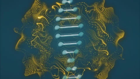 Processing scientific data, DNA strand intertwined with binary coding animation 動画素材 305080459