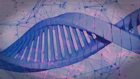Processing scientific data, DNA strand and binary coding animation in school Stock Footage 305117364